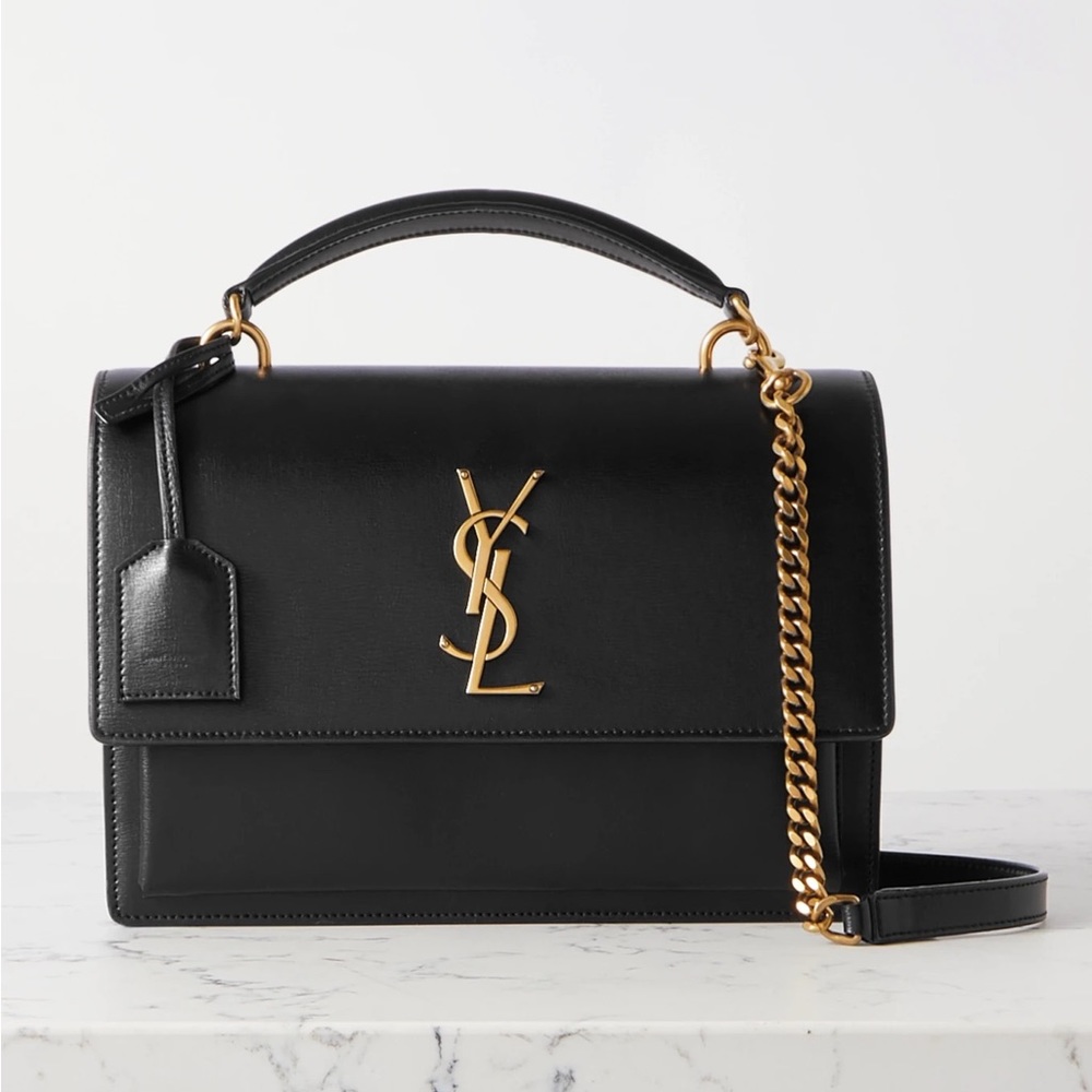 YSL SUNSET MEDIUM CHAIN BAG IN COATED BARK LEATHER